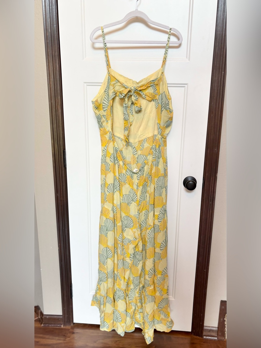 aerie Party Jumpsuit in Citron Yellow and Green Floral Print sz XL - Picture 9 of 15